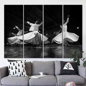 Toile imprimée : Art des Derviches tournoyants, Décoration islamique, Cadeau du Ramadan et de l'Aïd, 4P : Prêt à accrocher - Product Image 1