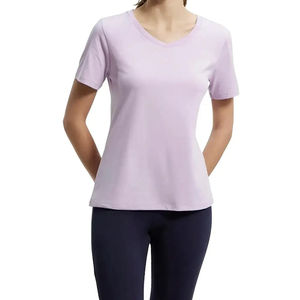 เสื้อยืดผู้หญิงแขนสั้นผ้าสแปนเด็กซ์ดันทรงยืดหยุ่นเสื้อยืดลำลองเซ็กซี่โลโก้ออกแบบได้ตามต้องการ - Product Image 1