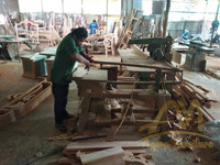 Neues Französisches Klassisches Bett aus Mahagoniholz im Holzstil mit Polsterset für Schlafzimmermöbel in Naturholzfarbe