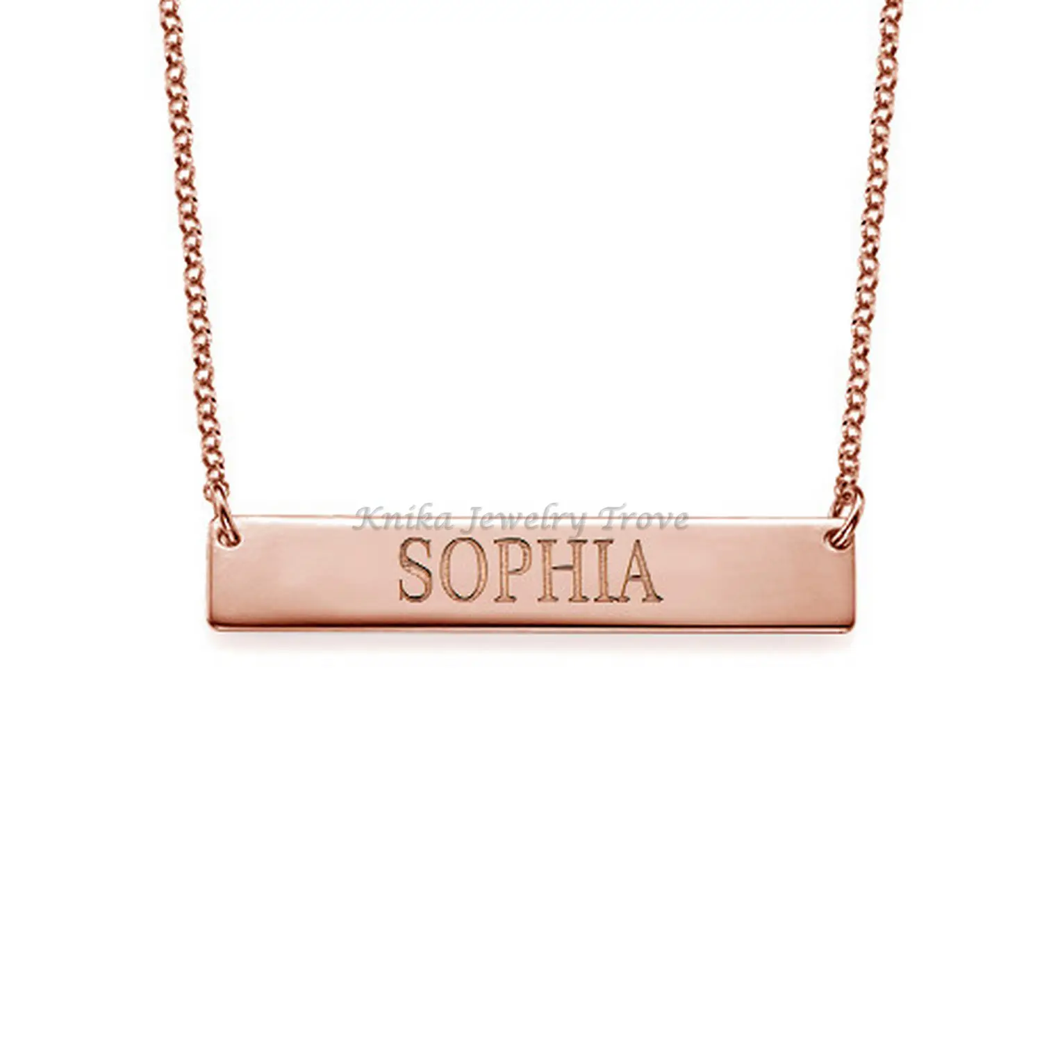 Colgante de placa de identificación chapado en oro rosa de 18 quilates, Collar personalizado, collar con nombre personalizado, regalos de joyería para mujer