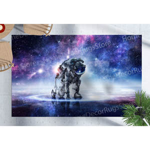 Alfombra Estampada con Diseño de Astronauta en el Espacio: Alfombra Decorativa para Sala de Estar, Alfombra de Chenilla - Product Image 1