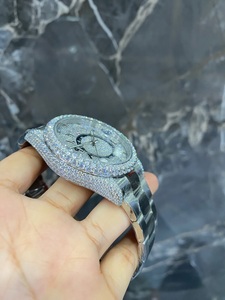 Kustom arloji otomatis mewah 41mm, jam tangan Dial VVS Moissanite berlian setengah es elegan gaya Hip Hop sentuhan antik - Product Image 3