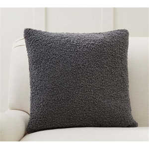 Ensemble de 2 coussins décoratifs en fausse fourrure Teddy, couleur unie, 18"x18", avec insert, lot de 1 coussin décoratif et coussin d'appoint - Product Image 1