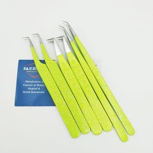 Pinzas para pestañas de acero inoxidable de 90 grados sostenibles de alta calidad con revestimiento de polvo amarillo y herramienta de Punta puntiaguda - Product Image 1