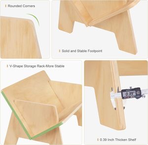 ชั้นหนังสือตั้งโต๊ะไม้แบบวางบนโต๊ะ, ชั้นวางหนังสือแบบเอียงสำหรับหนังสือนิตยสาร CDS ที่จัดระเบียบและชั้นเก็บของในห้องนั่งเล่น - Product Image 6