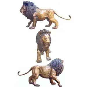 Большая латунная скульптура в виде льва, садовая или уличная статуя, металлическая фигурка животного ручной работы, большой размер