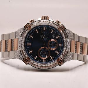 Montre chronographe de luxe pour homme, hip-hop, moissanite, entièrement sertie de diamants, boîtier en acier inoxydable, bracelet en or jaune, verre de clarté VVS - Product Image 1