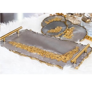 Handmade Large <b>Resin</b> Art Tray Custom Aesthetic Vanity Coffee Table Decor for Wedding Occasions Best Quality Engraved Design - Product Image 2