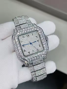 Montre en acier inoxydable exceptionnelle avec quartz et diamants en moissanite pour homme, pierres VVS, design magnifiquement conçu, look élégant, soirée - Product Image 2