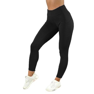 Mallas de yoga 100% algodón personalizadas al por mayor, mallas de gimnasio de talle alto y cintura media para mujer, mallas de punto transpirables con bolsillos para gimnasio - Product Image 5