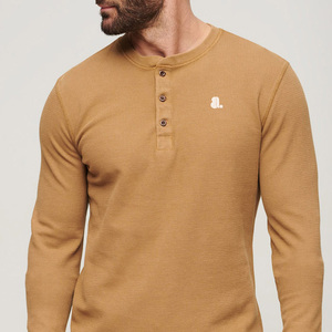 All Casual Long Sleeve <b>Henley</b> T <b>Shirt</b> Blank Custom Logo Front Plus Size Breathable Slim Fit Cotton Bamboo Fiber - Product Image 5