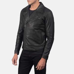Veste décontractée pour homme en cuir véritable de haute qualité, col montant, imperméable, style moto et motard, pour temps froid - Product Image 5