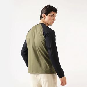 Moda manga raglán completa liso algodón orgánico ligero 190 GSM Jersey camisetas para hombres al por mayor manga completa camisetas Unisex - Product Image 2