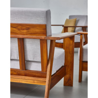Fauteuil en bois moderne de style mid-century, avec coussin individuel, chaise longue d'extérieur durable, écologique et écoresponsable, usine OEM ODM