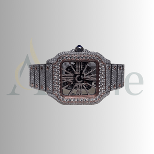 Reloj de Lujo Unisex con Cristal de Diamante, Correa de Acero Inoxidable, Movimiento Mecánico Analógico, Reloj de Moda Premium Estilo Hip Hop, No Resistente al Agua - Product Image 1