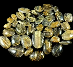 Cuarzo Rutilo Dorado Natural, Cabujón de Forma Mixta, Lote al por Mayor de Piedras Preciosas Sueltas de Rutilo para Hacer Joyas, Regalo para Ella - Product Image 1