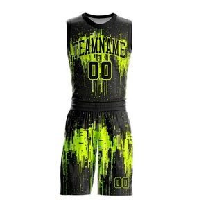 Custom Lime Green Splash Basketball Jersey <b>Set</b> Sublimation <b>Paint</b> Drip Uniform Unisex Breathable Quick Dry 100% Cotton Team - Product Image 3