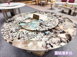 Table Ronde de Luxe en Pierre Brésilienne Roma Impression, Onyx Rose et Quartzite <span class=keywords><strong>Pandora</strong></span>, Facile à Installer – Ensemble Table à Dîner et Table Basse - Product Image 4