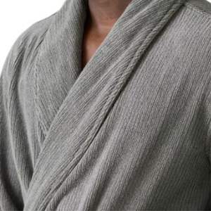 Peignoir éponge côtelé confortable pour hommes et femmes bambou coton confort poches avant 3 couleurs blanc laurier charbon de bois - Product Image 3