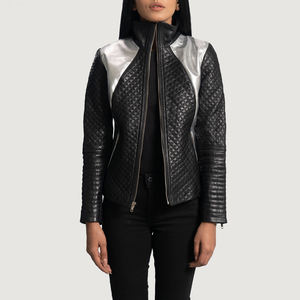 Chaqueta de Motociclista para Mujer de Piel de Oveja Auténtica con Cremallera Negra Metálica, Forro de Viscosa Acolchado y Bolsillos Interiores y Exteriores - Product Image 3