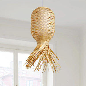 โคมไฟไม้ไผ่โบราณแบบดั้งเดิมจากเวียดนามโคมไฟเพดานสไตล์ชนบทถักด้วยมือลวดลายลายเส้นตกแต่งบ้านรับประกัน2ปี - Product Image 2