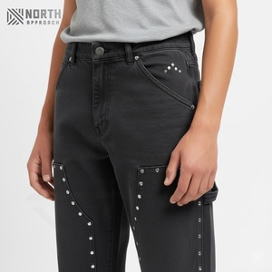 <b>Men's</b> Low Rise Streetwear Custom Patchwork Detachable Bandage <b>Jeans</b> Casual <b>Wide</b> <b>Leg</b> Baggy Denim Pants - Product Image 5