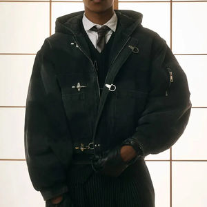 Sweat à capuche oversize personnalisé 2026 avec fermeture éclair, 100 % coton molletonné, uni, style streetwear, hiver, brodé - Product Image 3