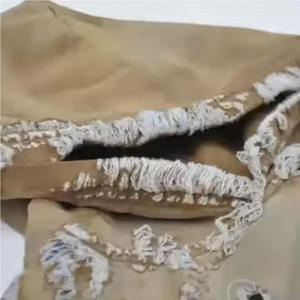 Nouveaux sweats à capuche en détresse délavés à l'acide pour hommes surdimensionnés avec fermeture à glissière déchiré Vintage poids lourd avec motif solide - Product Image 6