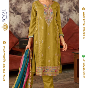 Collection de costumes pakistanais en soie Vichitra avec broderie spéciale pour l'Aïd - Product Image 3