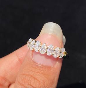 Eye Catching Designer Oval And Pear Cut Moissanite Half Eternity Wedding Band <b>Crafted</b> From 925 Sterling Silver - Product Image 2