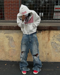 Fabricant de sweat-shirts à capuche zippés en molleton français lourd de 420 g/m², coupe carrée, avec strass - Product Image 2