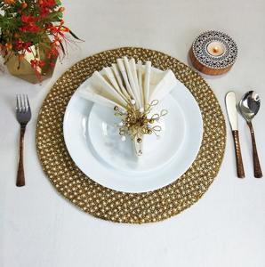 ชุดแผ่นรองจานหรูหรา ประดับลูกปัด ทำมือ ปักลาย เป็นมิตรกับสิ่งแวดล้อม พร้อมแผ่นรองแก้ว สำหรับตกแต่งโต๊ะอาหารที่บ้าน งานแต่งงาน โรงแรม - Product Image 5