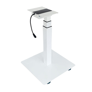 Table contemporaine en métal à hauteur réglable électriquement, à base carrée et à poteau unique - Product Image 1