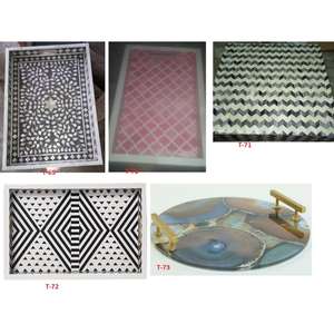 Plateau de service rectangulaire 100 % fait main en bois massif et ABS, design personnalisé, écologique, compatible lave-vaisselle, pour restaurants et mariages - Product Image 5