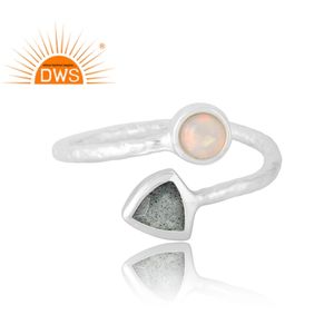 Nouveau lancement bague en argent sterling 925 avec opale éthiopienne naturelle et pierres précieuses Labradorite fabricant de bijoux personnalisés - Product Image 3