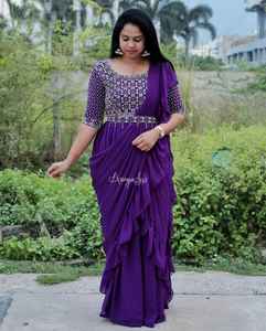 NOUVEAU DESIGNER SOIRÉE LAHENGA SAREE AVEC BLOUSE STICH AVEC BRODERIE PAR FABZONE - Product Image 3