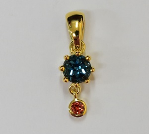 S925 14K Gold Plated Vintage Natural London <b>Blue</b> Topaz Women's Chains Pendant Customizable OEM ODM Thailand Factory - Product Image 1