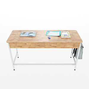 Bureau d'enseignant double moderne UNI 04 avec tiroirs, en bois d'hévéa et pieds en fer, assemblage requis PSD022 - Product Image 4