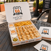 Boîtes à shawarma personnalisées avec logo, imprimées et enduites UV, avec fentes, de la marque PACK |   Emballage alimentaire jetable pour restaurants