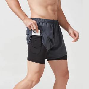 Shorts de compression pour hommes en gros personnalisés, deux couches, haute performance, course à pied, salle de sport, entraînement, shorts de sport - Product Image 3