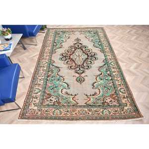 Alfombra, 5.8x9.5 pies, Alfombra Vintage, Alfombra Azul Marroquí de Lana - Product Image 5