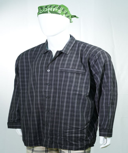 Chemise en flanelle décontractée surdimensionnée personnalisée à manches longues avec col montant brodé de logo à carreaux anti-rides - Product Image 6