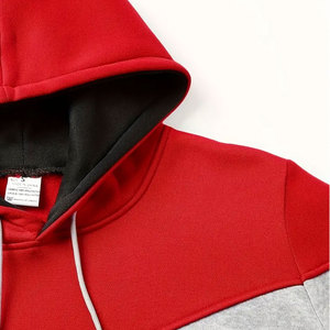 Sweats à capuche et sweatshirts surdimensionnés sport avec fermeture éclair en coton et polyester bicolore avec logo personnalisé pour hommes - Product Image 3