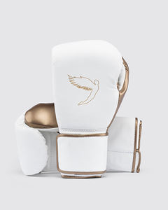 Guantes de boxeo de par Muay Thai MMA de lucha profesional de acolchado suave dorado blanco de Venta caliente de alta calidad - Product Image 1