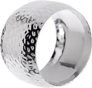 Rond de serviette en papier en métal argenté pour la maison et les fêtes de mariage Ajoutez une touche élégante à votre table à manger - Product Image 1
