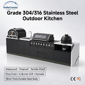 Nouvelle cuisine d'extérieur pour le <span class=keywords><strong>camping</strong></span>, ensemble d'armoires d'extérieur, îlot barbecue <span class=keywords><strong>avec</strong></span> évier - Product Image 1