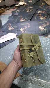 Diarios de cuero hechos a mano personalizados con correas, trapo de algodón con bordes de cubierta, papeles hechos a mano de aspecto antiguo para reventa, patrón de alfabeto - Product Image 4