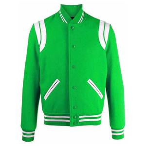 High Street Men's Varsity Jackets Chaqueta de béisbol de manga de cuero de lana personalizada con cierre de botón Tela de lona hecha en Pakistán - Product Image 1