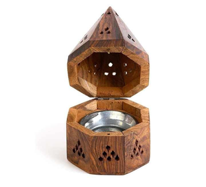 Support de Pyramide à Encens Bakhoor en Bois Fait Main de Taille Moyenne, Meilleure Qualité, avec Cendrier Intégré, Prix Usine - Product Image 3