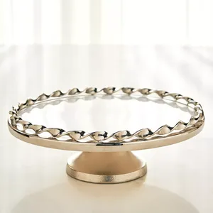 Aluminium Wholesale Bulk Wood & Metal <b>Stand</b> 2 <b>Tier</b> <b>Cake</b> <b>Stand</b> Nickel Serving <b>Cake</b> <b>Stand</b> for Home and Bakery Decoration Serve - Product Image 6